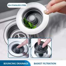 Stainless Steel Kitchen Sink Strainer Stopper Waste Plug Sink Filter  Deodorization Type Basin Sink Drain kitchen Accessories